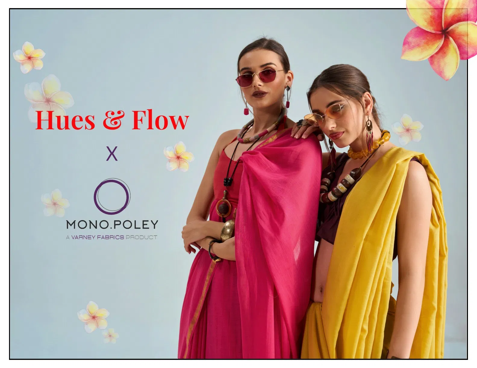 Hues & Flow By Mono Poley Viscose Mul Designer Wholesale Saree Online